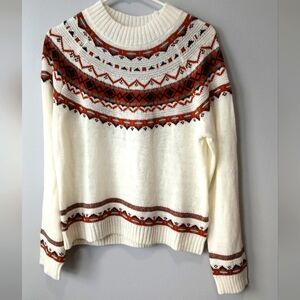 Telluride Clothing Co. Cream Orange Fairisle Sweater Women's Size Large Fall